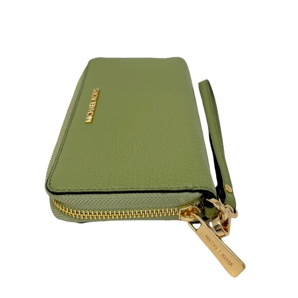 S Michael Kors Jet Set Travel Phone Case Wallet Wristlet Army Green Leather - Picture 4 of 7